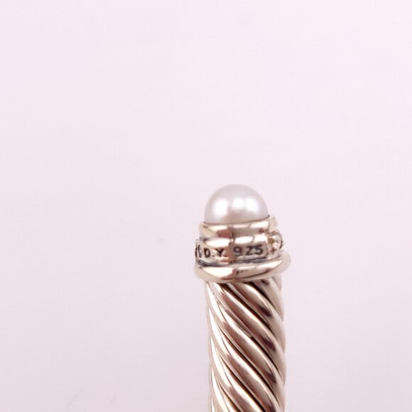 DAVID YURMAN 5mm Cable Classic Pearl Bracelet Pavé Diamonds Sterling Silver 6.75 - Picture 8 of 8